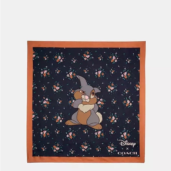 Disney X Coach Thumper Rose Bouquet Print Silk Bandana - Picture 1 of 7